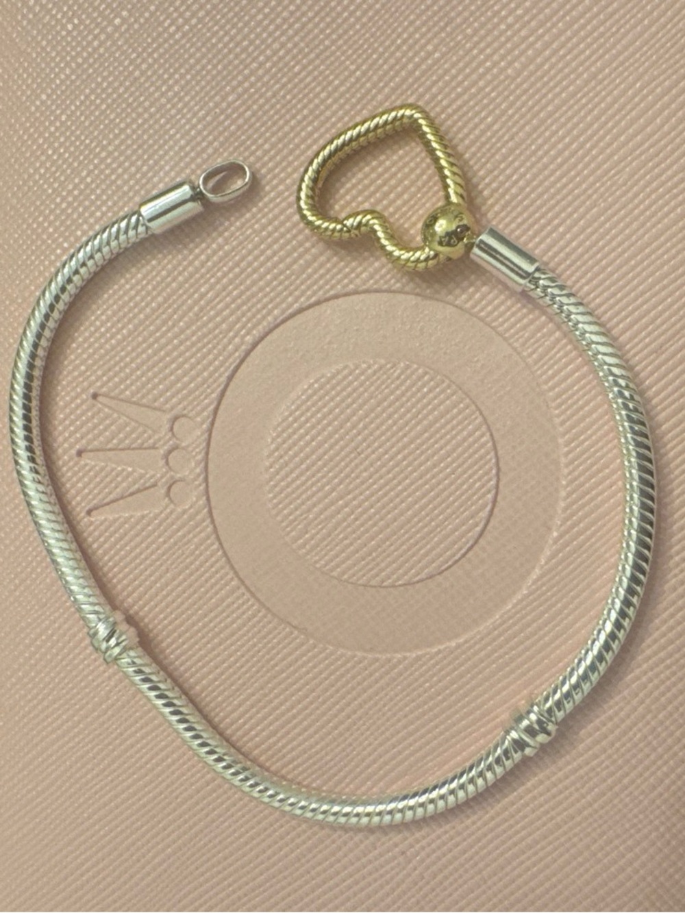 Pandora Sterling Silver Two Tone Heart Clasp Bracelet 7.1